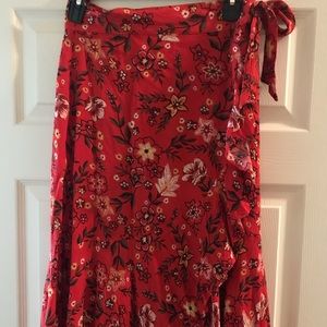 Red floral skirt